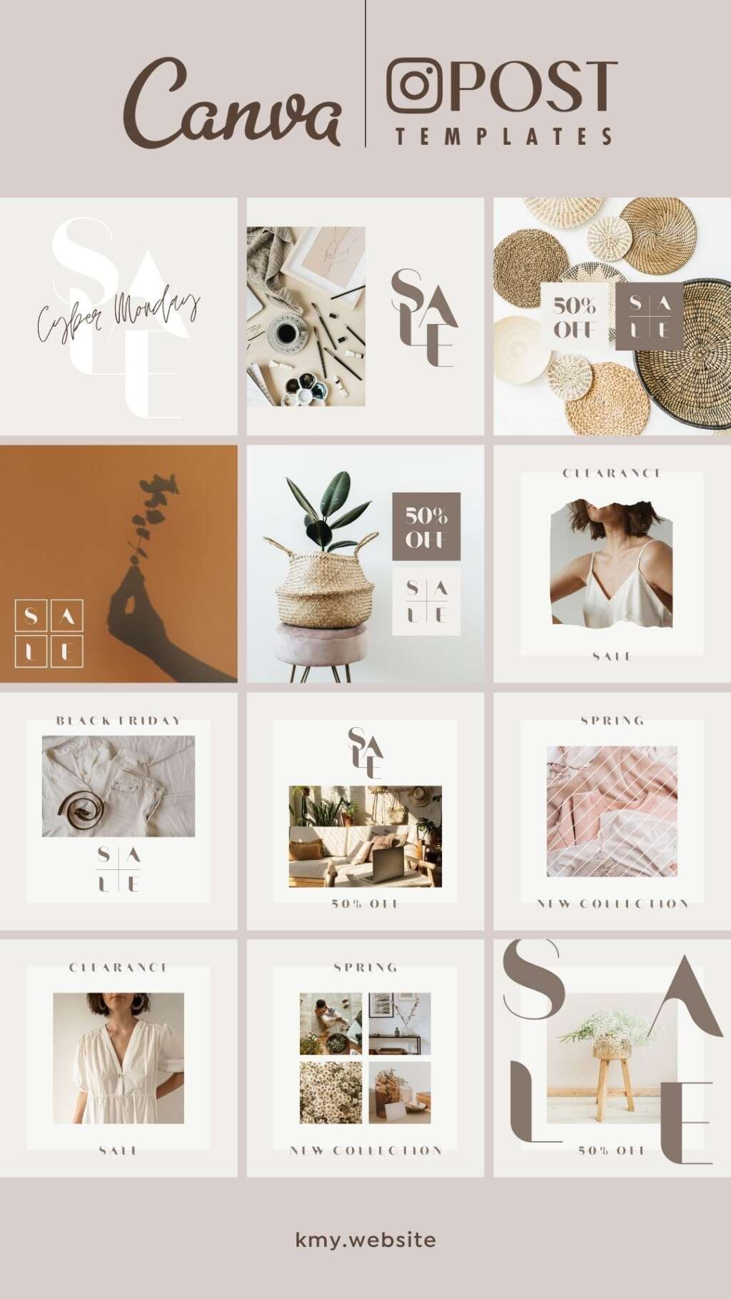 Sales Promo Instagram Templates Canva - customizable editable elegant posts stories minimum design