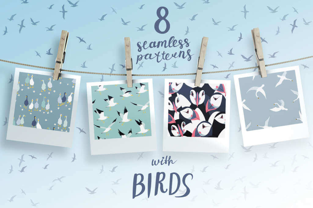 Seamless Patterns with Birds
