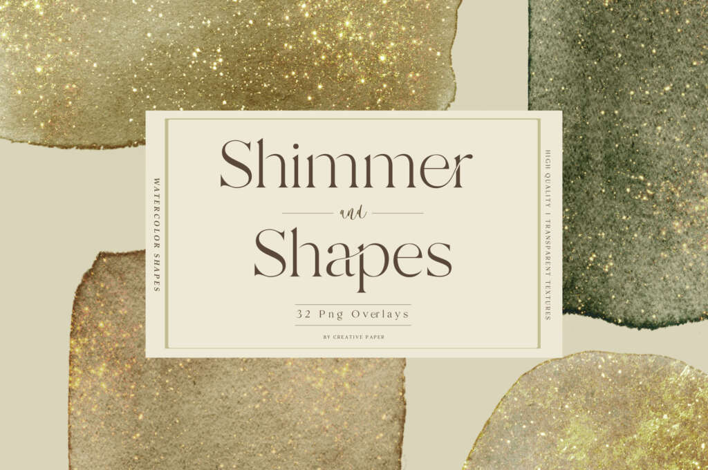 Shimmer Gold Watercolor Shapes
