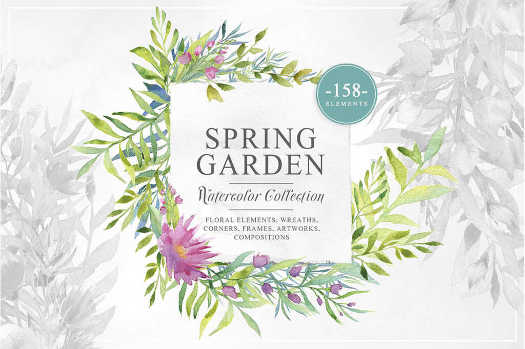Spring Garden Watercolor Collection
