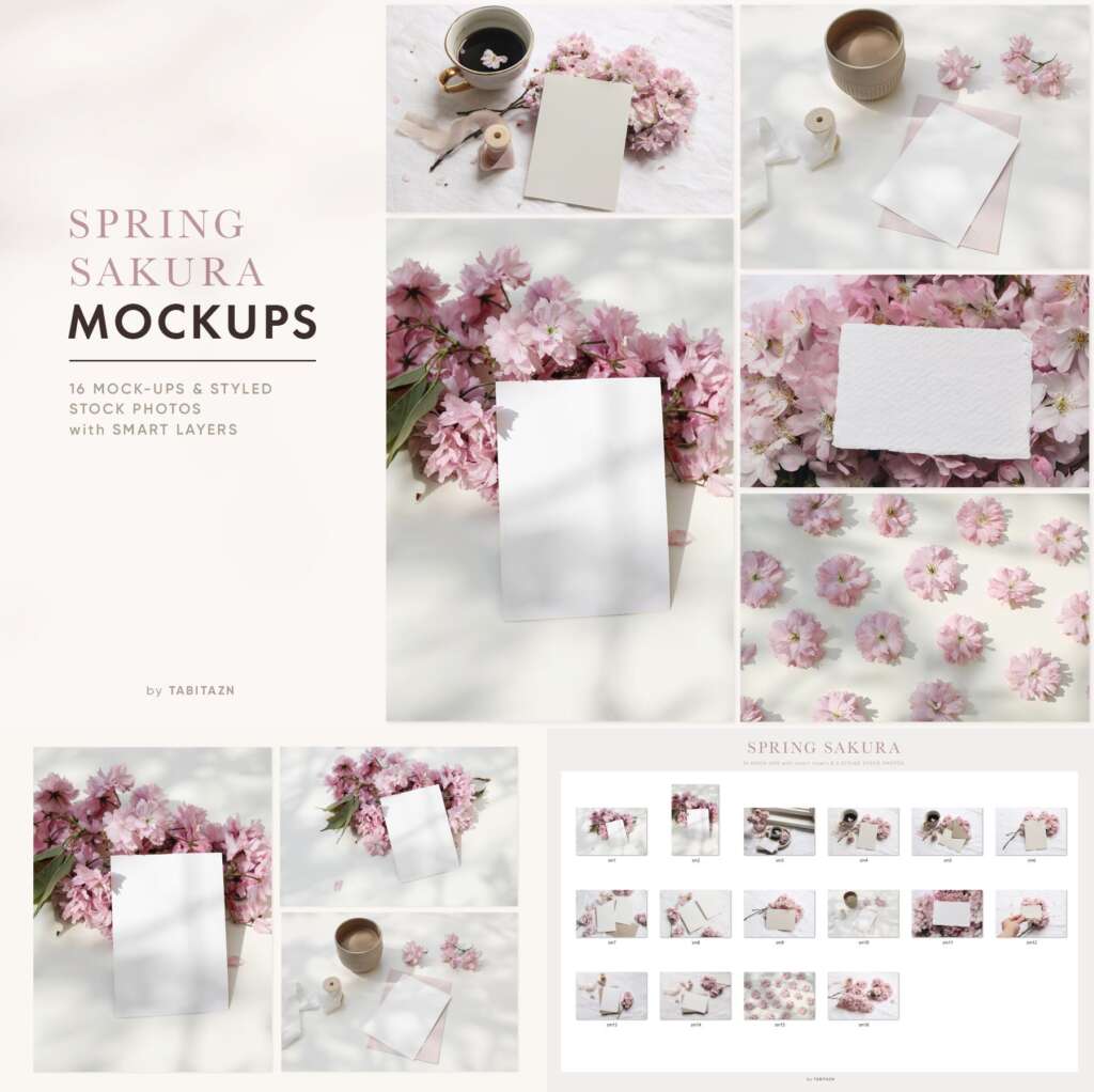 Spring Sakura Mockups & Stock Photos Bundle
