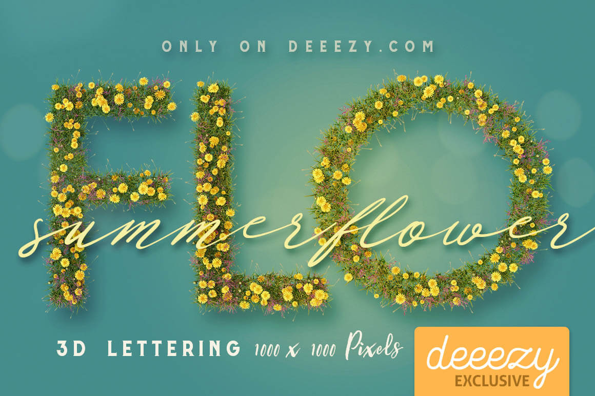 Summer Flower 3D Lettering