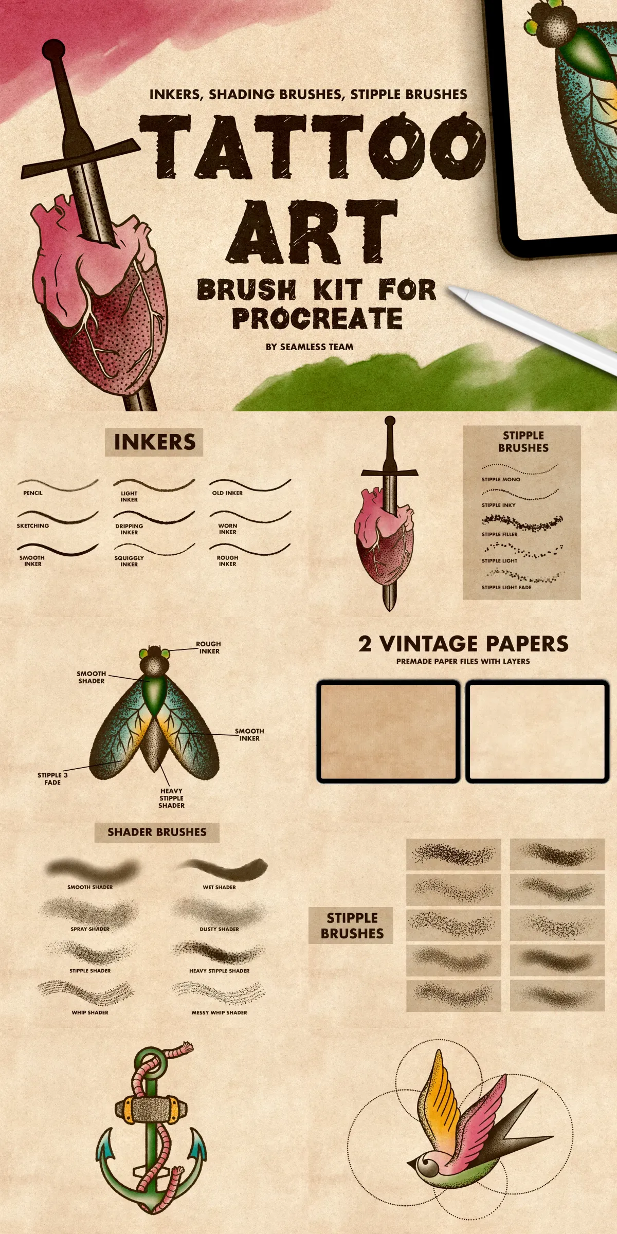 Tattoo Art Procreate Brush Kit