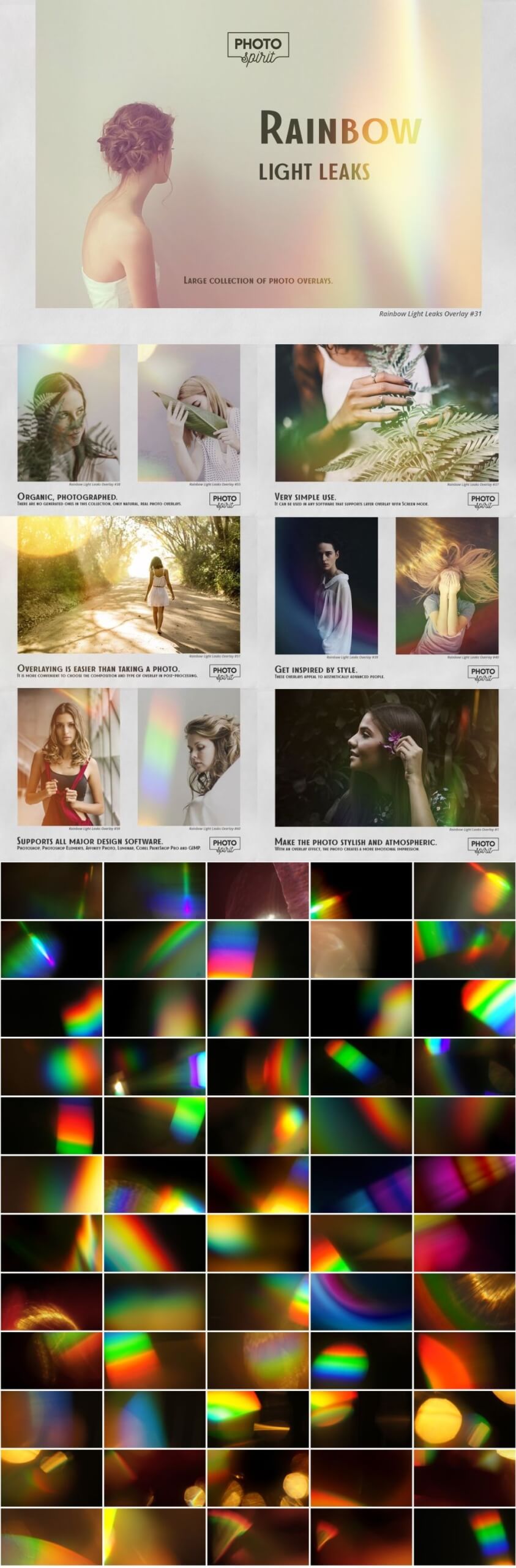Rainbow Light Leaks Overlays