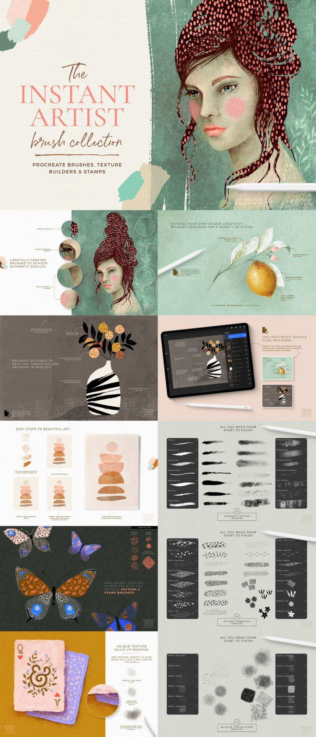 THE INSTANT ARTIST PROCREATE BRUSHES AND STAMPS