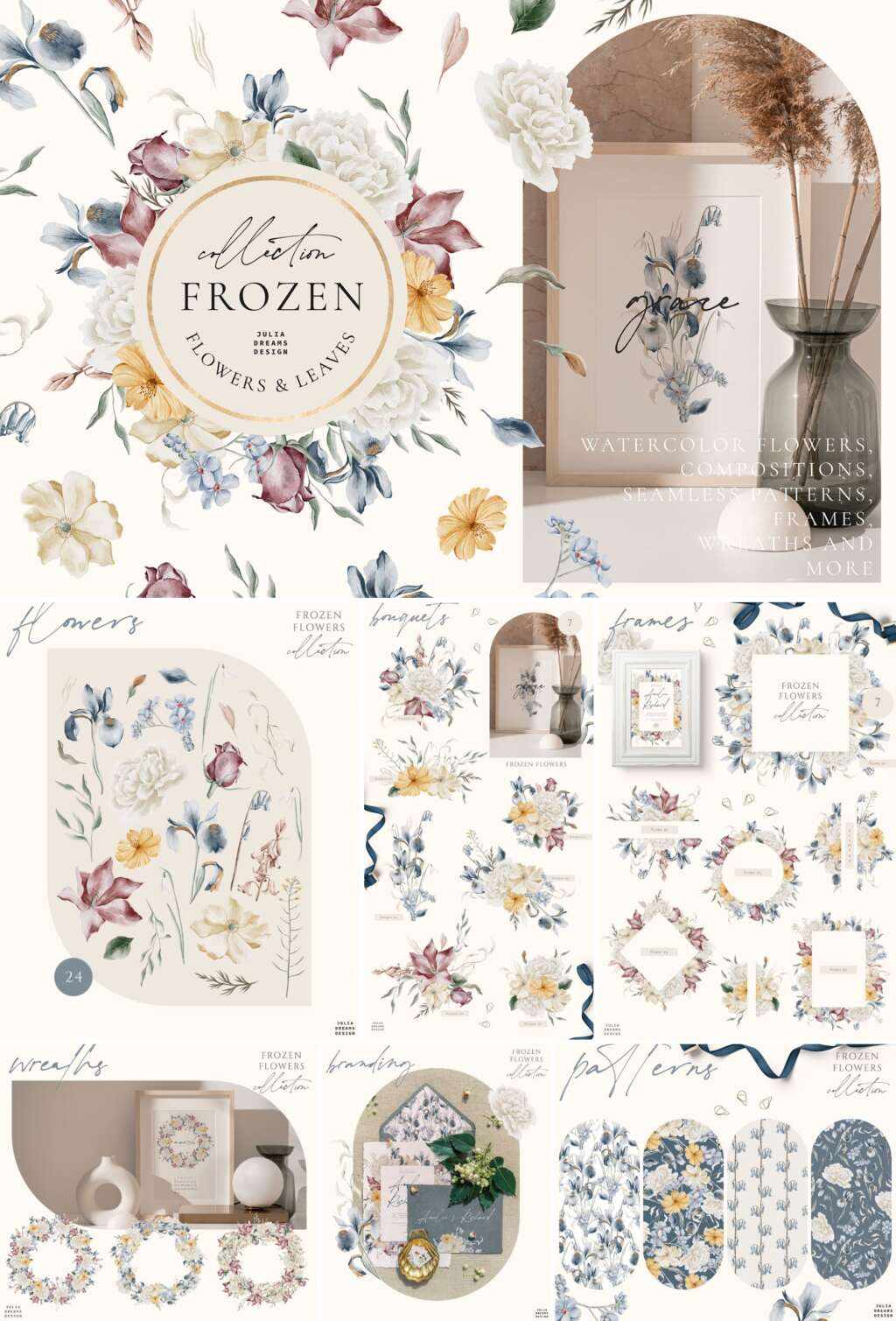 Frozen Flowers Watercolor Collection
