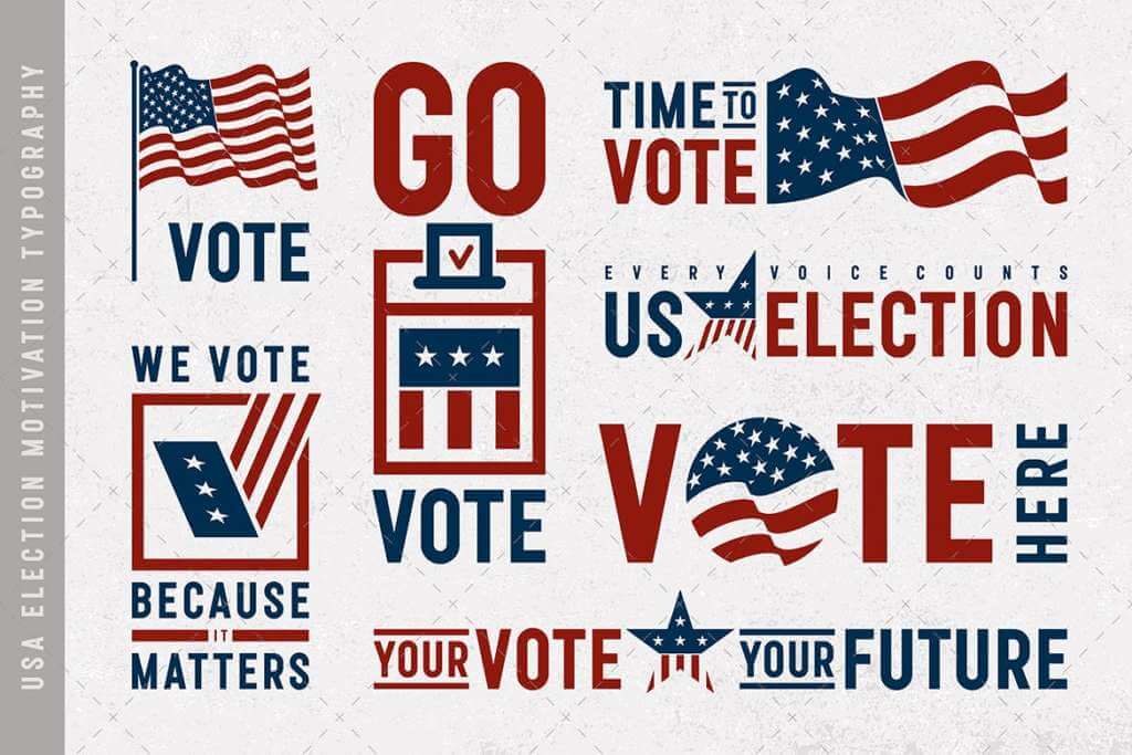 USA Election Motivation Typography And Logos Set

