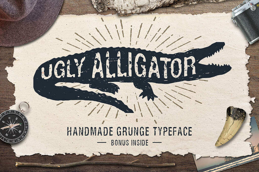 Ugly Alligator – Grunge Typeface + Bonus