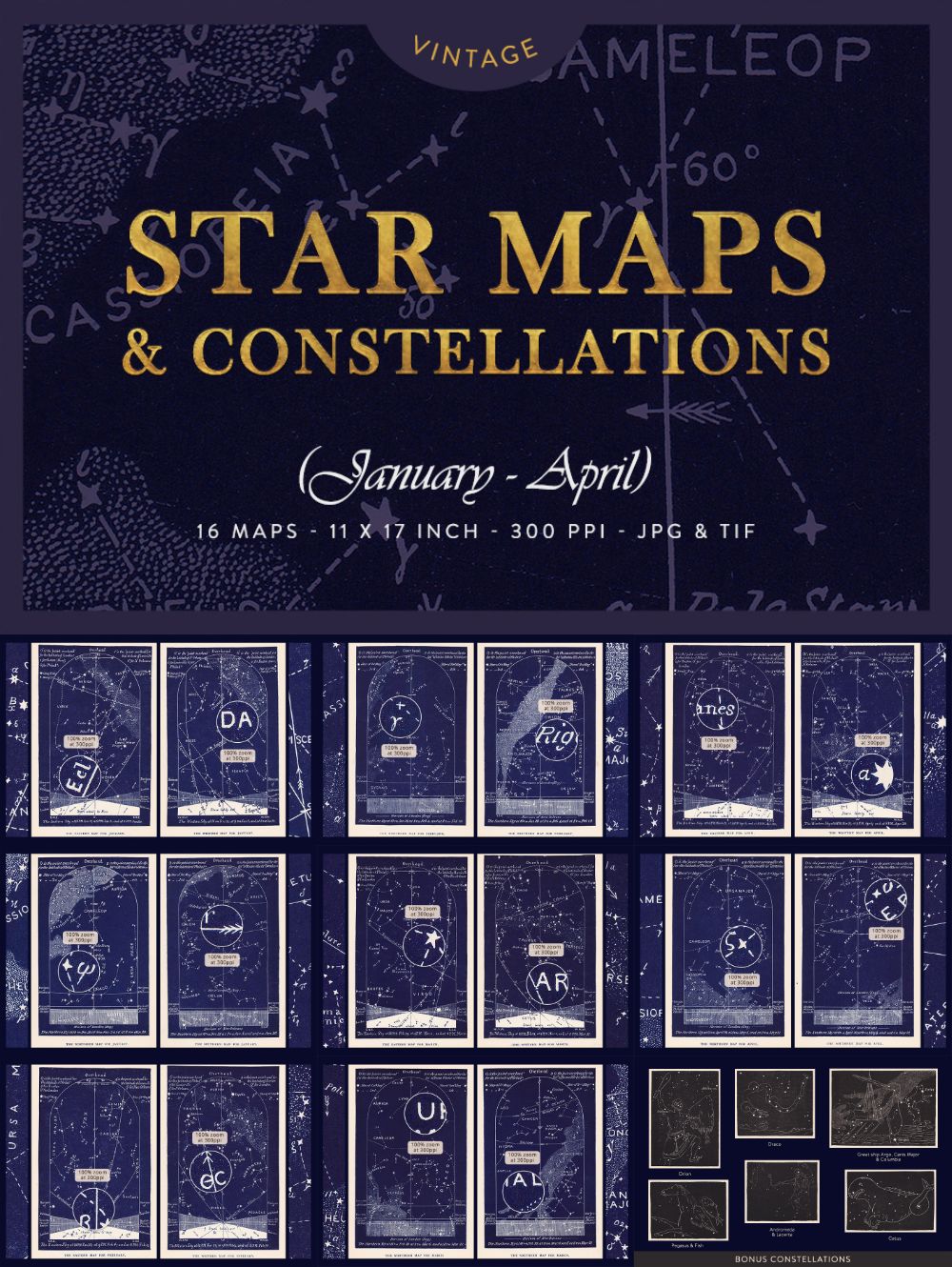Vintage Star Maps January – April