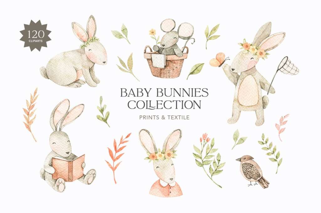 Watercolor Baby Bunnies – Baby Shower
