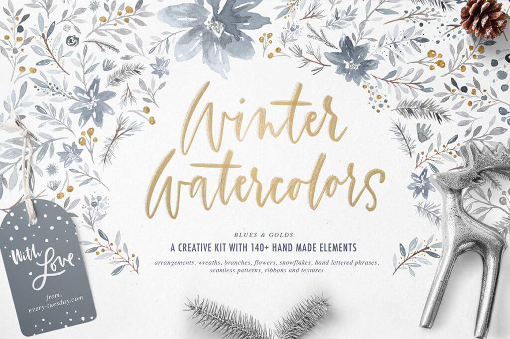 Winter Watercolours Graphics Kit