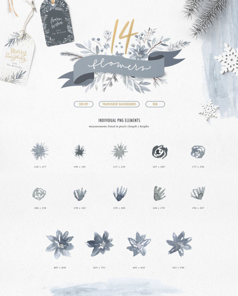 Winter Watercolours Graphics Kit