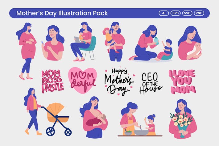 World Mother's Day Illustration Pack
