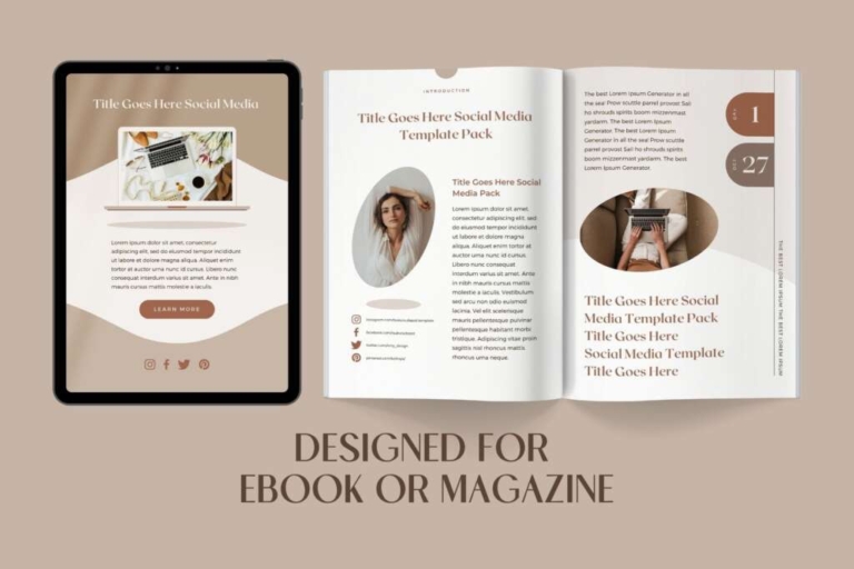 60 eBook Template Canva Shadow – A4 & US Letter Magazine Design Cover ...
