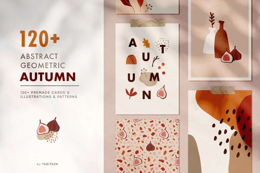 120 Abstract Geometric Autumn Set

