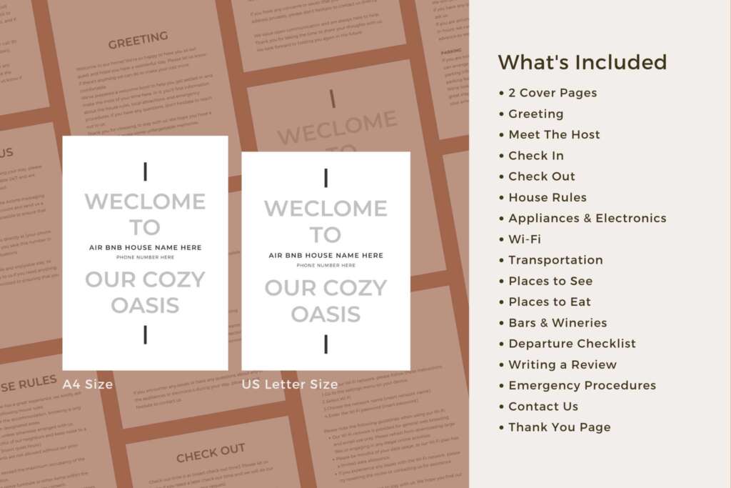 Airbnb Welcome Book Templates Canva Text Only