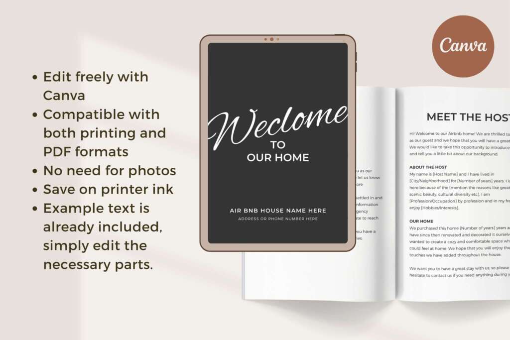 Airbnb Welcome Book Templates Canva Text Only