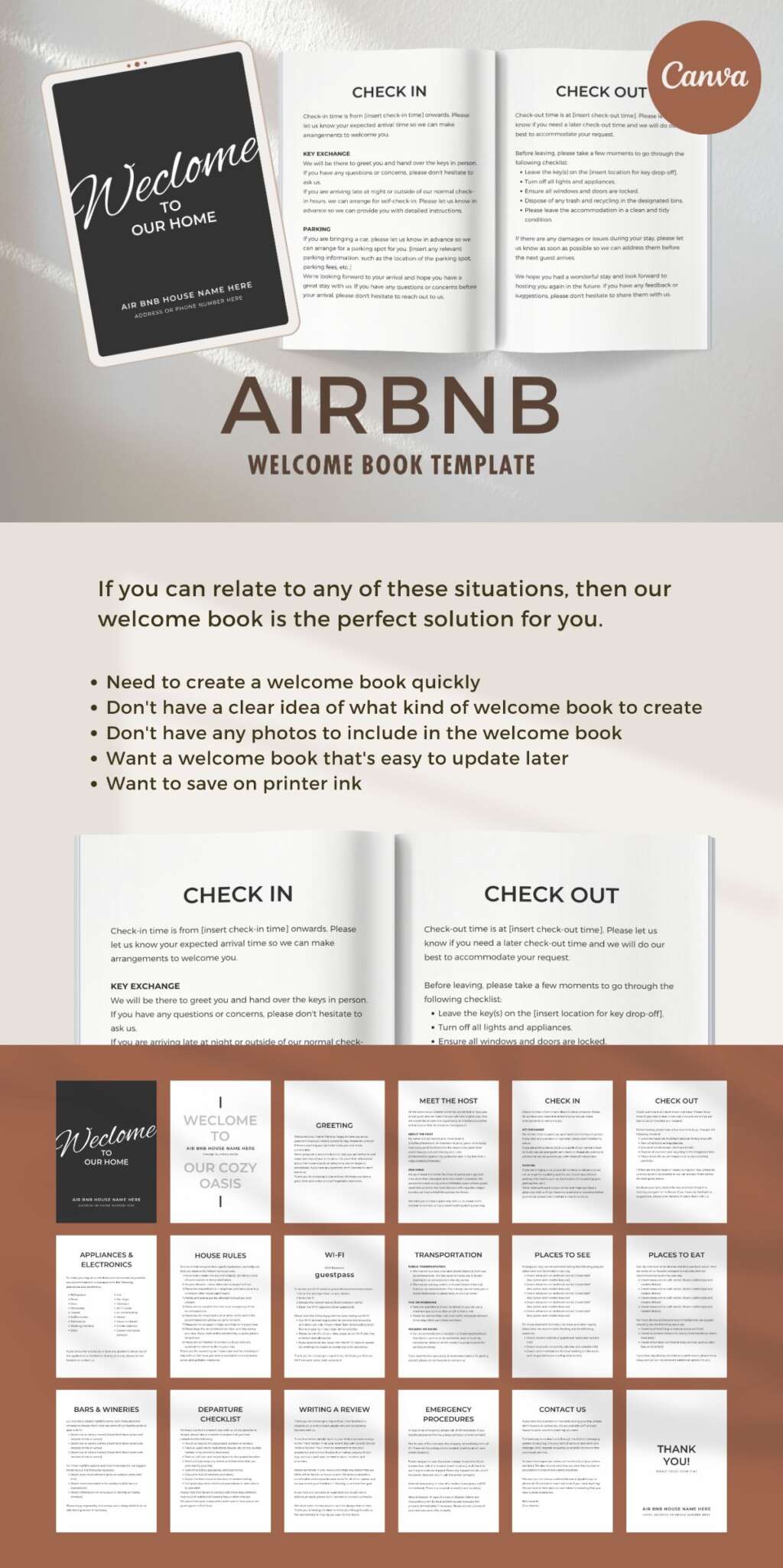 18 Airbnb Welcome Book Templates Canva Text Only つくるデポ