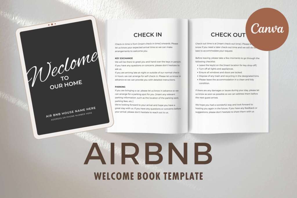 Airbnb Welcome Book Templates Canva Text Only