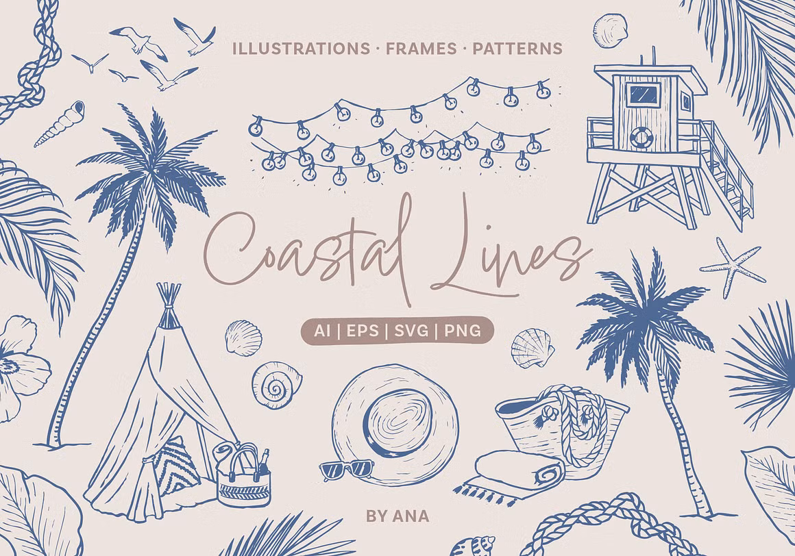 Hand Drawn Summer Illustration Set