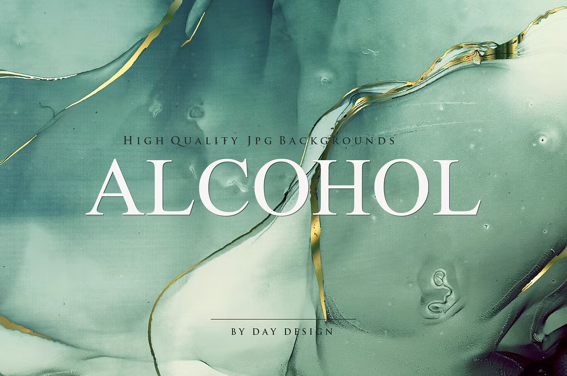 Alcohol Ink Green Gold Textures