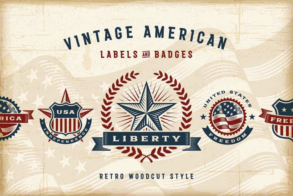 Vintage American Labels Set
