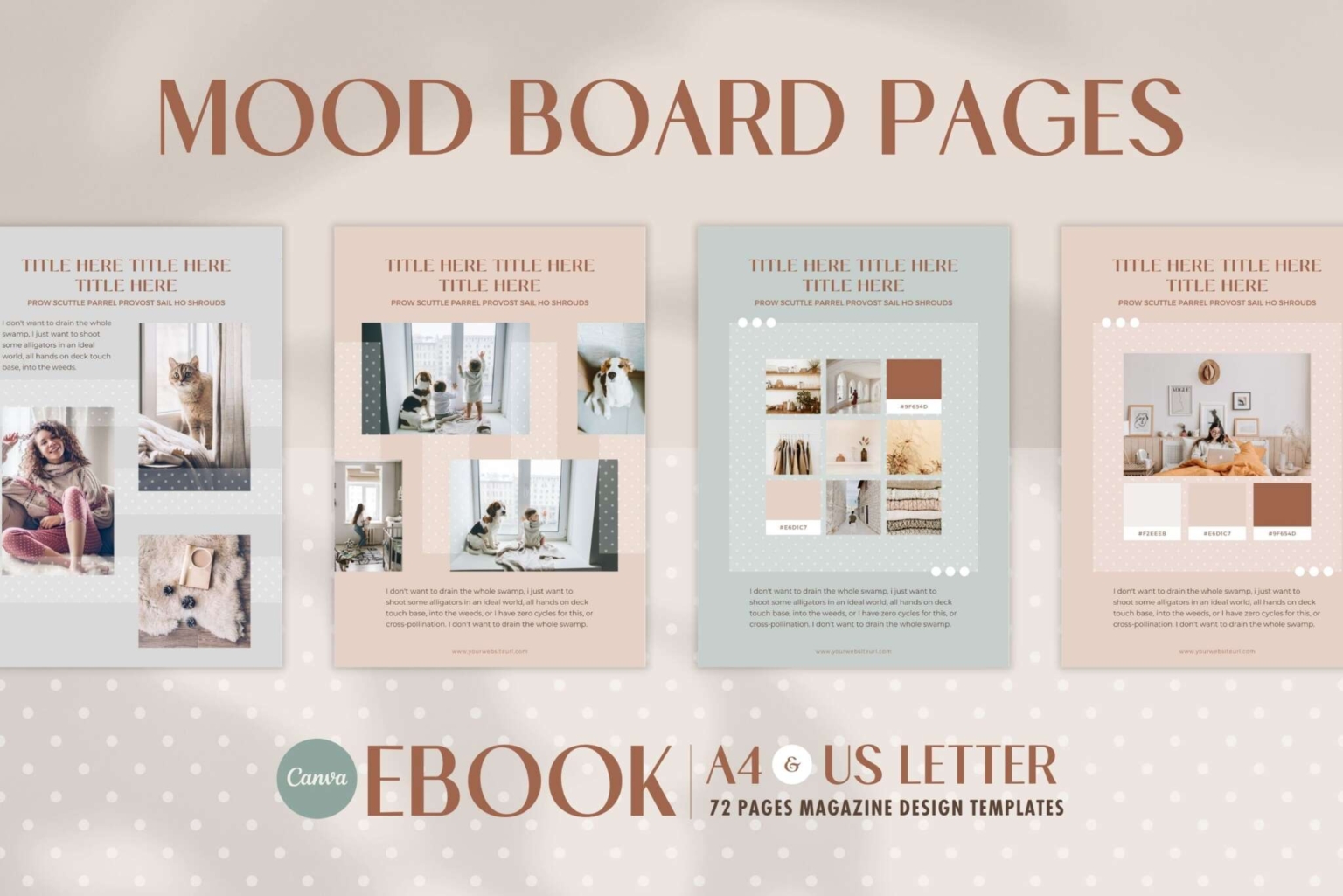 72 eBook Templates Canva Polka Dot – A4 US Letter Magazine Design Cover ...