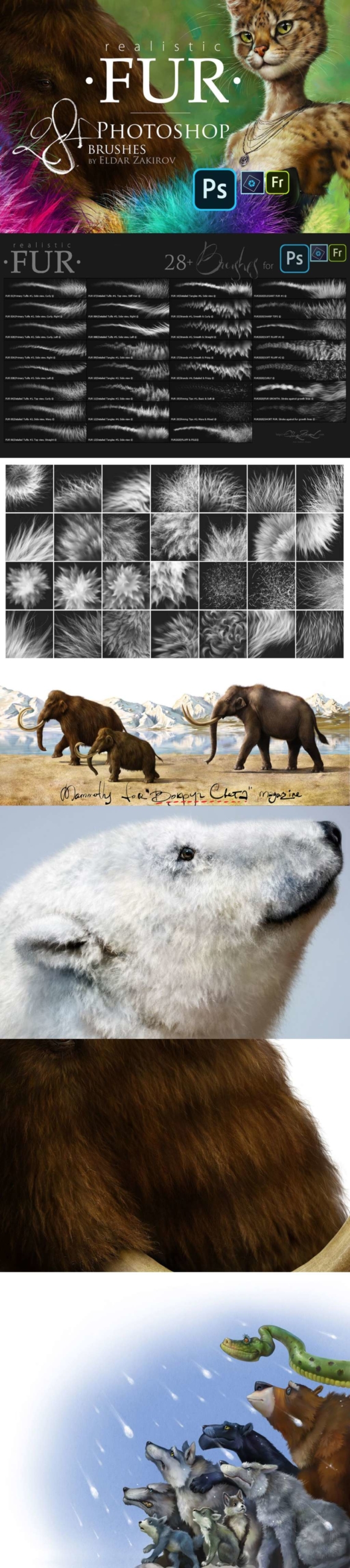 28 REALISTIC FUR BRUSHES FOR ADOBE PHOTOSHOP