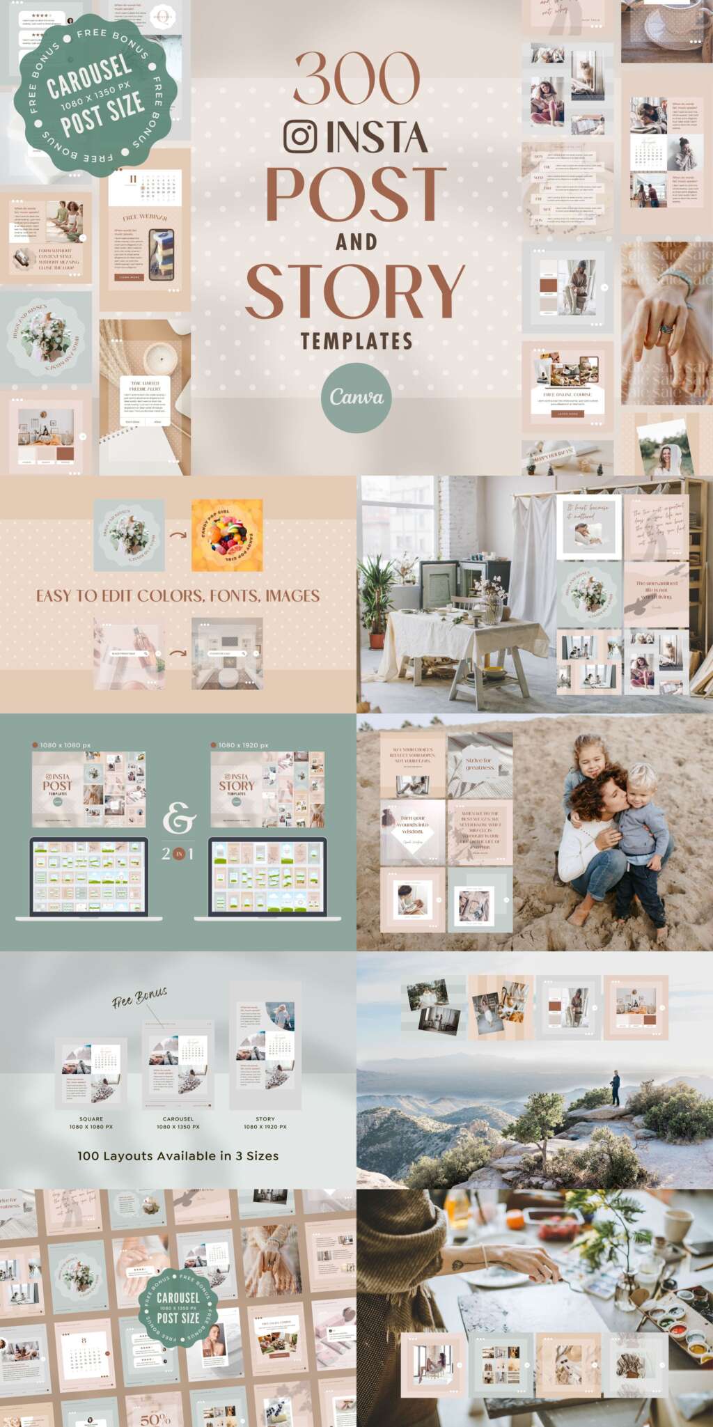 Instagram Post Story templates Canva Polka Dot | つくるデポ