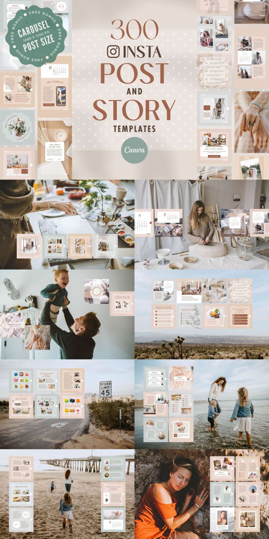 Instagram Post Story templates Canva Polka Dot | つくるデポ
