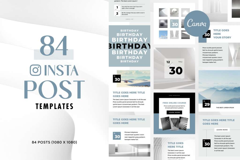 Instagram Template Canva Post Story Zen - Clean Minimum Business Animated Social Media Bundle
