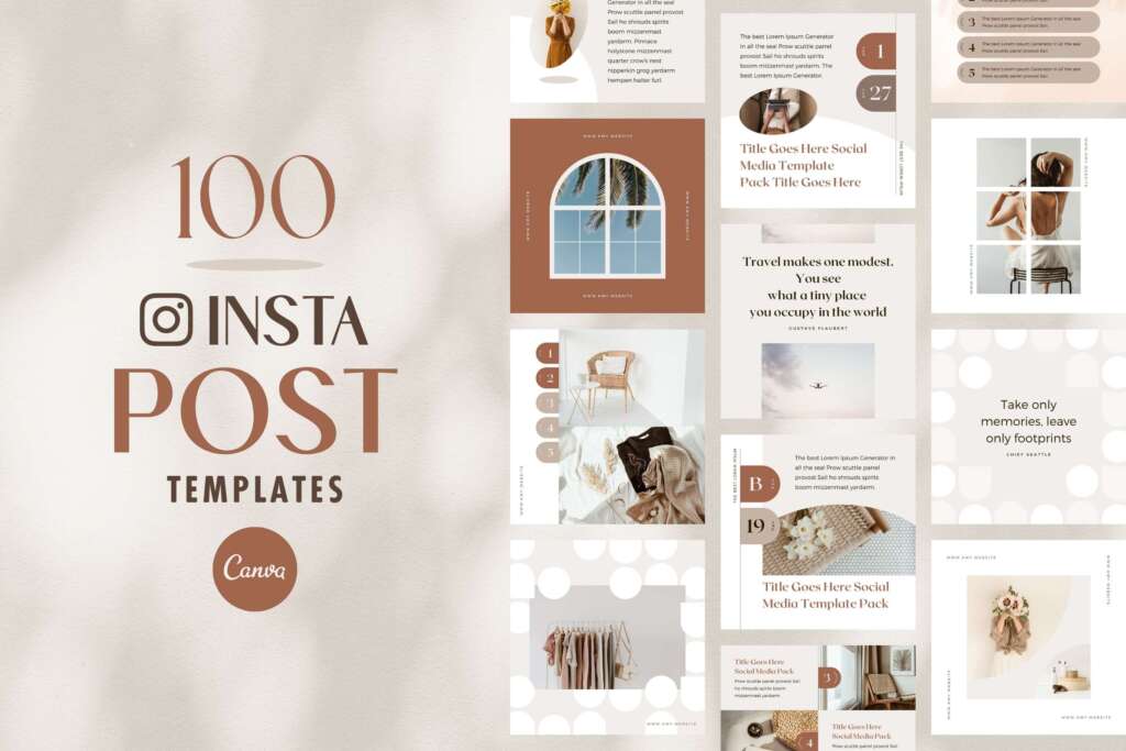 Instagram Templates Canva - Editable Clean Design Social Media Pack