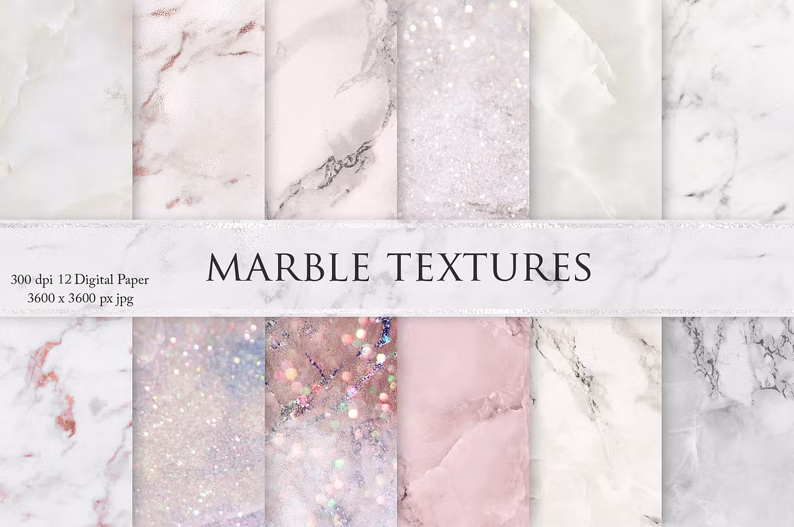 Blush Pink Glitter Marble Textures