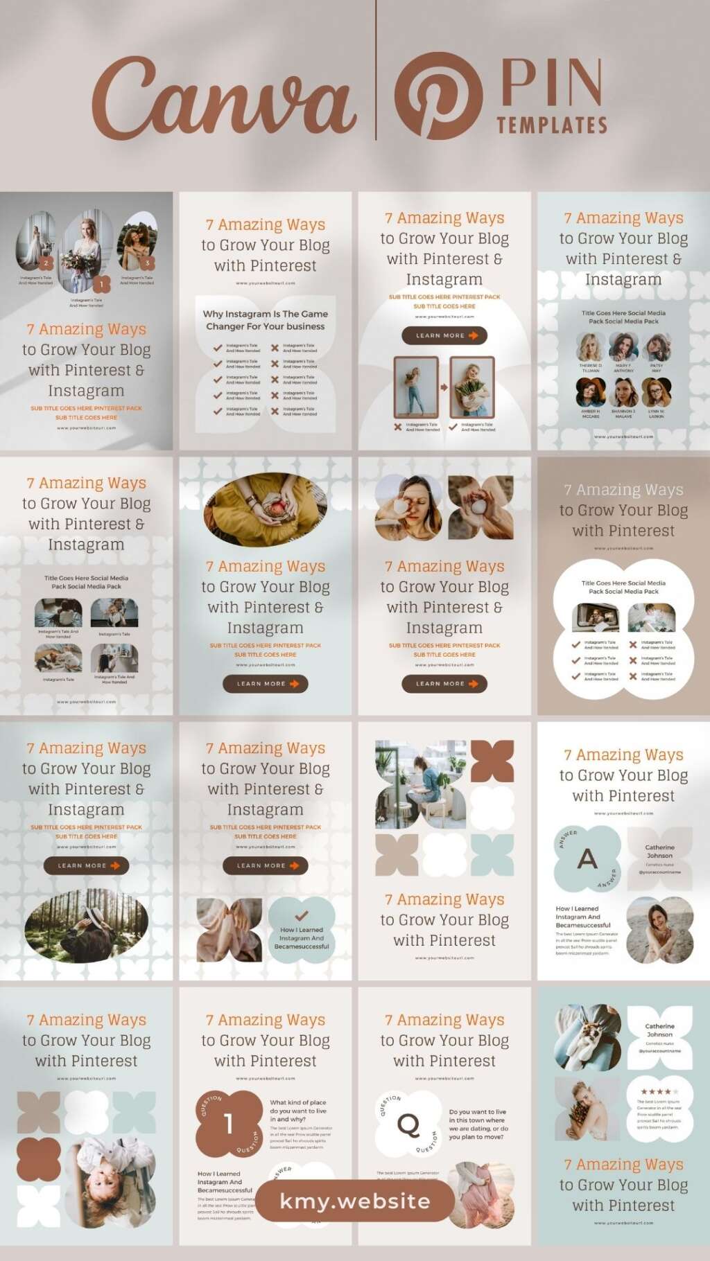 Pinterest Templates Canva Mint Modern Retro Customizable Minimum