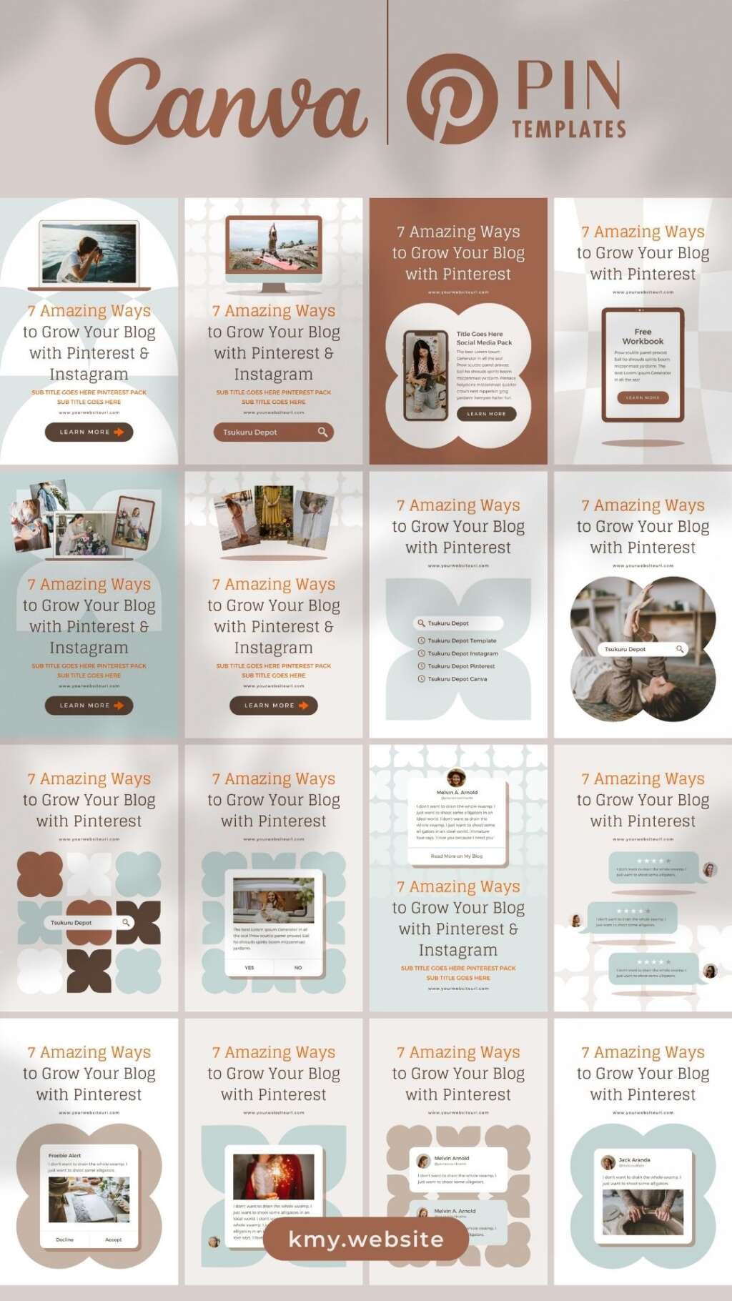 Pinterest Templates Canva Mint Modern Retro Customizable Minimum