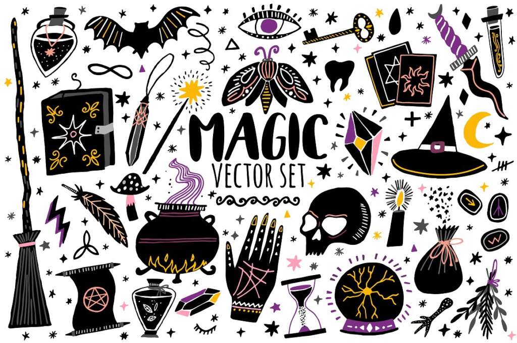 Magic vector set. Witchcraft icons