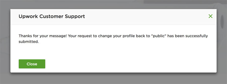 Upworkプロフィール公開リクエスト