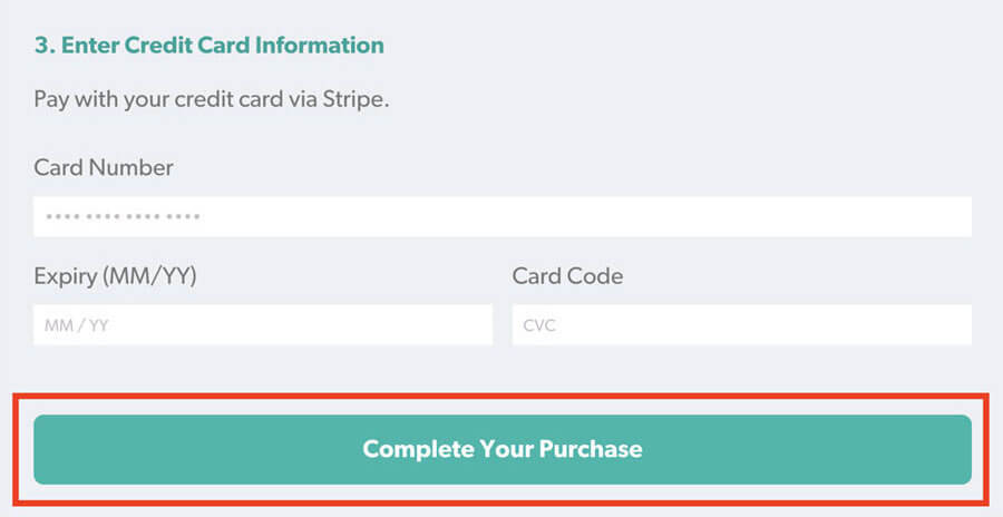 Enter Credit Card Information
