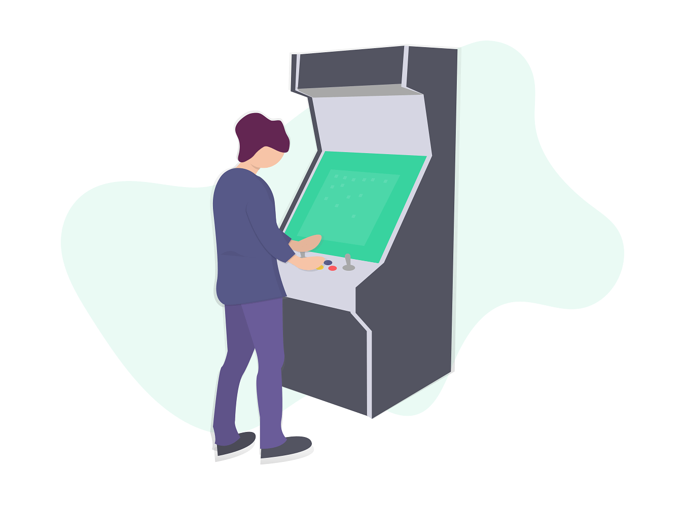 古いゲームで遊ぶ男性