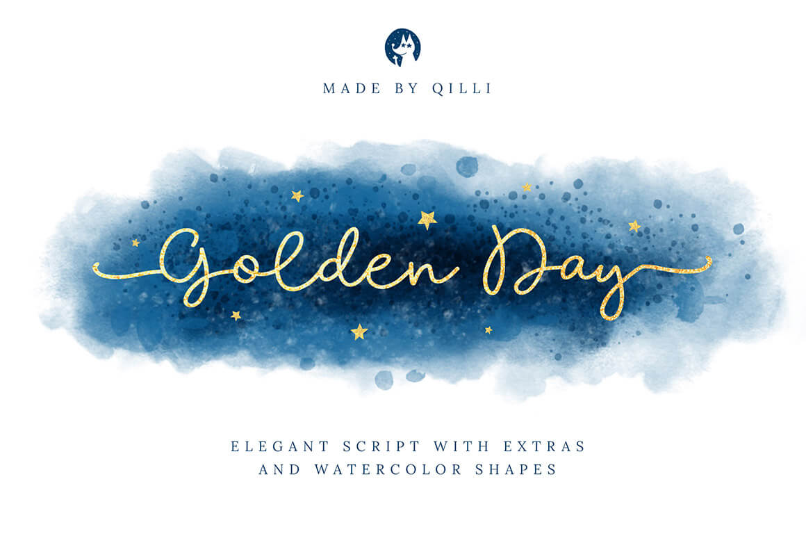 Golden Day Font with Extras and Shapes